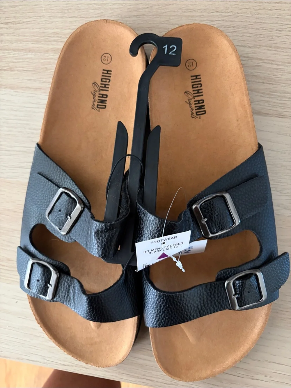 Men's Black Double Buckle Sandals